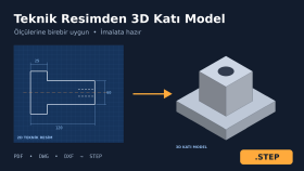 teknik resminizi STEP formatında katı modele dönüştürürüm