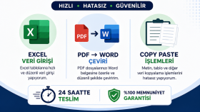 excel ile veri girişleri yaparım