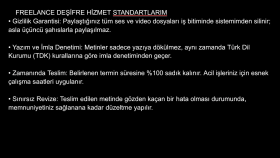 Hizmet Kalitesi ve Çalışma Prensiplerim