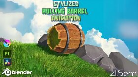 3D Stilize Yuvarlanan Fıçı Animasyonu