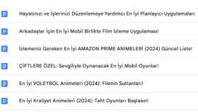 Liste içerikleri