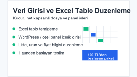 veri girişi ürün girişi ve Excel düzenleme yaparım