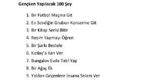 Gençken Yapılacak 100 Şey Hakkında Çalıştığım Yazım