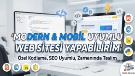 ihtiyacınıza özel modern ve mobil uyumlu web sitesi yaparım