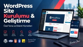 WordPress site kurulumu, özel tema ve eklenti geliştiririm
