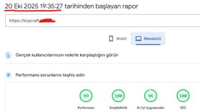 Yapmış olduğum web sitesinin page speed sonuçları