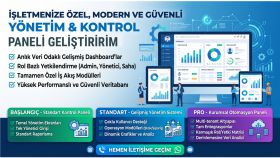 işletmenize özel yönetim ve kontrol paneli geliştiririm