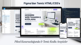 Figma'da modern web tasarımları yapar, HTML/CSS ile kodlarım