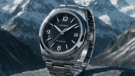 Outdoor Lüks Saat Tasarımı – AI ile Dağ Manzaralı Premium Su