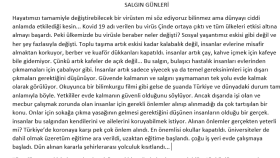 Salgın döneminde yazdığım yazı