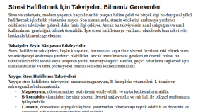Takviyelerle Stres Yönetimi