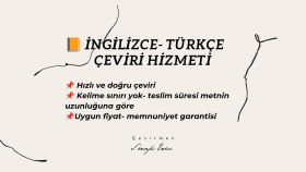 İngilizce- Türkçe çeviri hizmeti sunuyorum