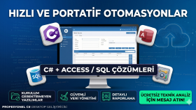 C# ile MS Access veya SQL tabanlı otomasyonlar yaparım