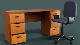 Modern Ofis  3D Masa ve Sandalye Modelleme
