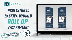 profesyonel baskıya uyumlu "Roll Up Banner" tasarlayabilirim