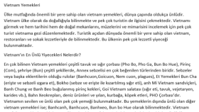 Vietnamla İlgili Yazdığım Yazı