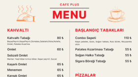 Cafe için Menü Yapıldı