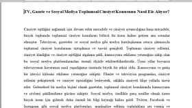 TV, Gazete ve Sosyal Medya Toplumsal Cinsiyet