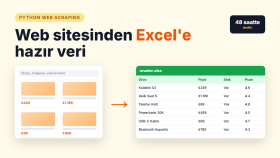 python ile web sitelerinden veri çekip Excel'e aktarırım
