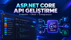 C# ve ASP.NET Core ile API özellikleri geliştiririm