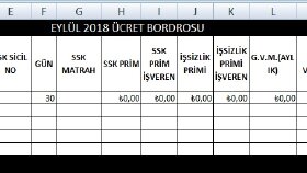Excel Ücret Bordrosu Örneğim