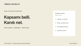 web uygulamanız için güvenlik incelemesi yaparım
