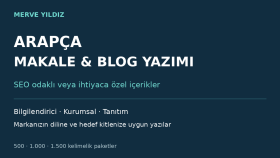 Arapça SEO uyumlu makale ve blog yazıları yazarım