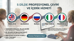 5 farklı dilde profesyonel ve özgün çeviri yapabilirim