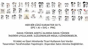 Aşk Temalı Ürünler İçin Wedding Couple Çizgi Karakterler