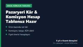 pazaryeri kâr ve komisyon hesap tablonuzu hazırlarım