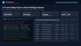 E-Ticaret Rakip Fiyat ve Ürün Kataloğu Kazıma