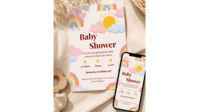 pastel temalı baby shower dijital davetiyesi tasarlarım