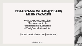 Instagram, WhatsApp ve Reklam Odaklı Satış Metinleri