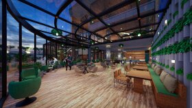 Cafe iç mekan çalışması ve cephe tasarımı