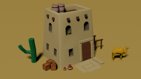 Low Poly 3D Çöl köy evi