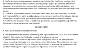 Sözleşme Çevirisi (TR-İNG)