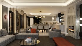 Villa salonu modelleme ve render