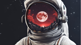 kızıl aydaki astronot çizimi
