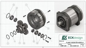 Planet Redüktör - 3D Mekanik Montaj & Patlatılmış Görünüm (E
