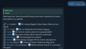 SiberGüvenlikTurkeyBot - Örnek telegram botu