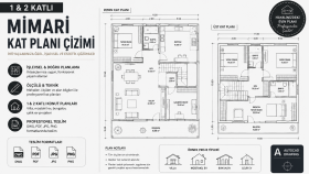 1 veya 2 katlı mimari kat planı çizerim