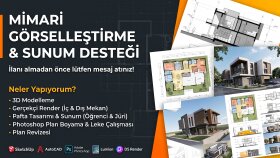 iç mimarlara proje render pafta yaparım