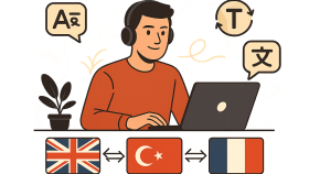 Türkçe, İngilizce ve Fransızca metinler çeviriyorum