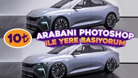Arabanı Photoshop ile Yere Gerçekçi Basarım.