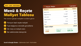 kafe ve restoranınız için menü maliyet tablosu hazırlarım