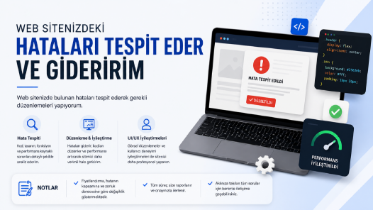 web sitenizdeki hataları tespit eder ve gideririm