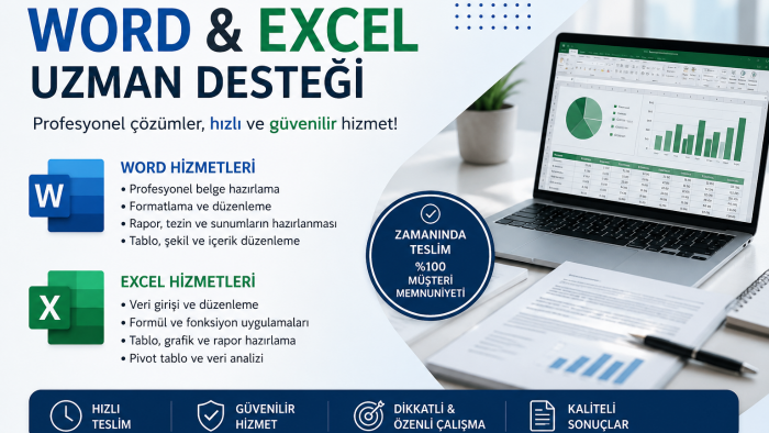 Office programları üzerine işlerinizi yapabilirim