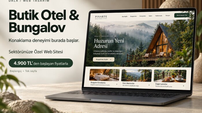 butik otel ve bungalov işletmenize web sitesi tasarlarım