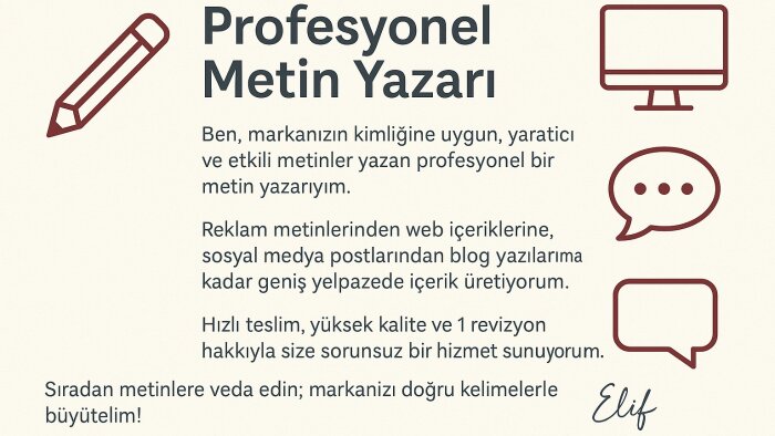 kaliteli metinlerle markanızı güçlendiren metin yazarıyım