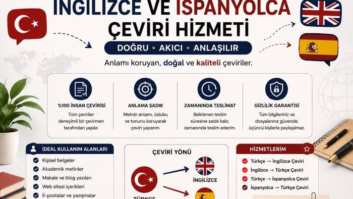 Türkçe-ingilizce,Türkçe-İspanyolca çeviri yaparım
